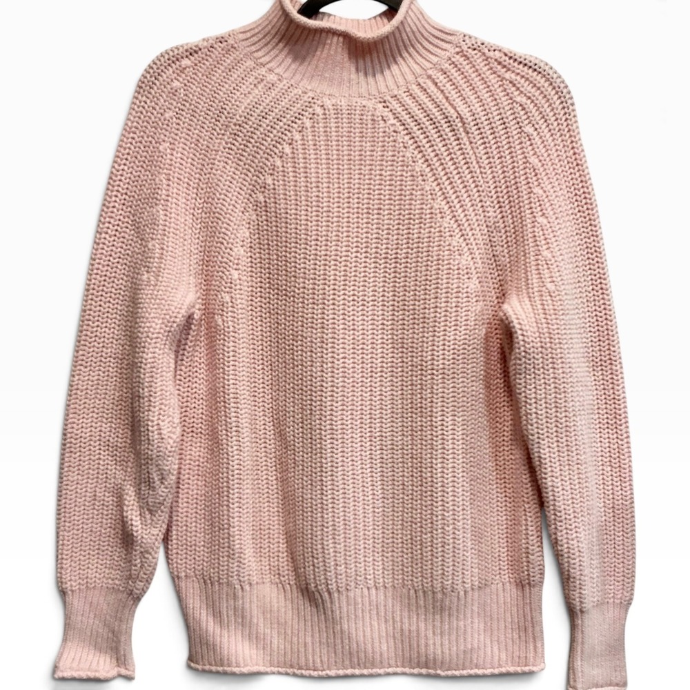 J.Crew Roll Neck Womens Small Blush Pink Chunky Knit Balloon Sleeve Sweater